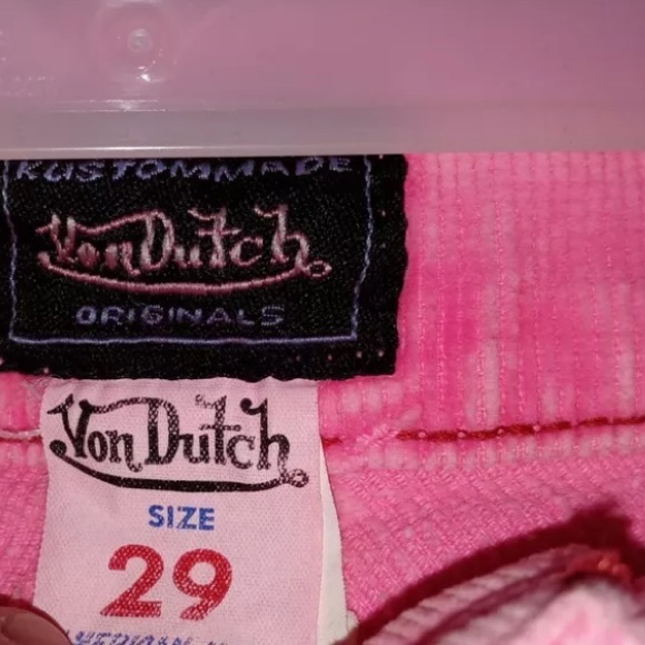 Von Dutch Pink vintage bell bottom flared pants Y2K 90’s rare barbie corduroy 29 - Picture 4 of 4